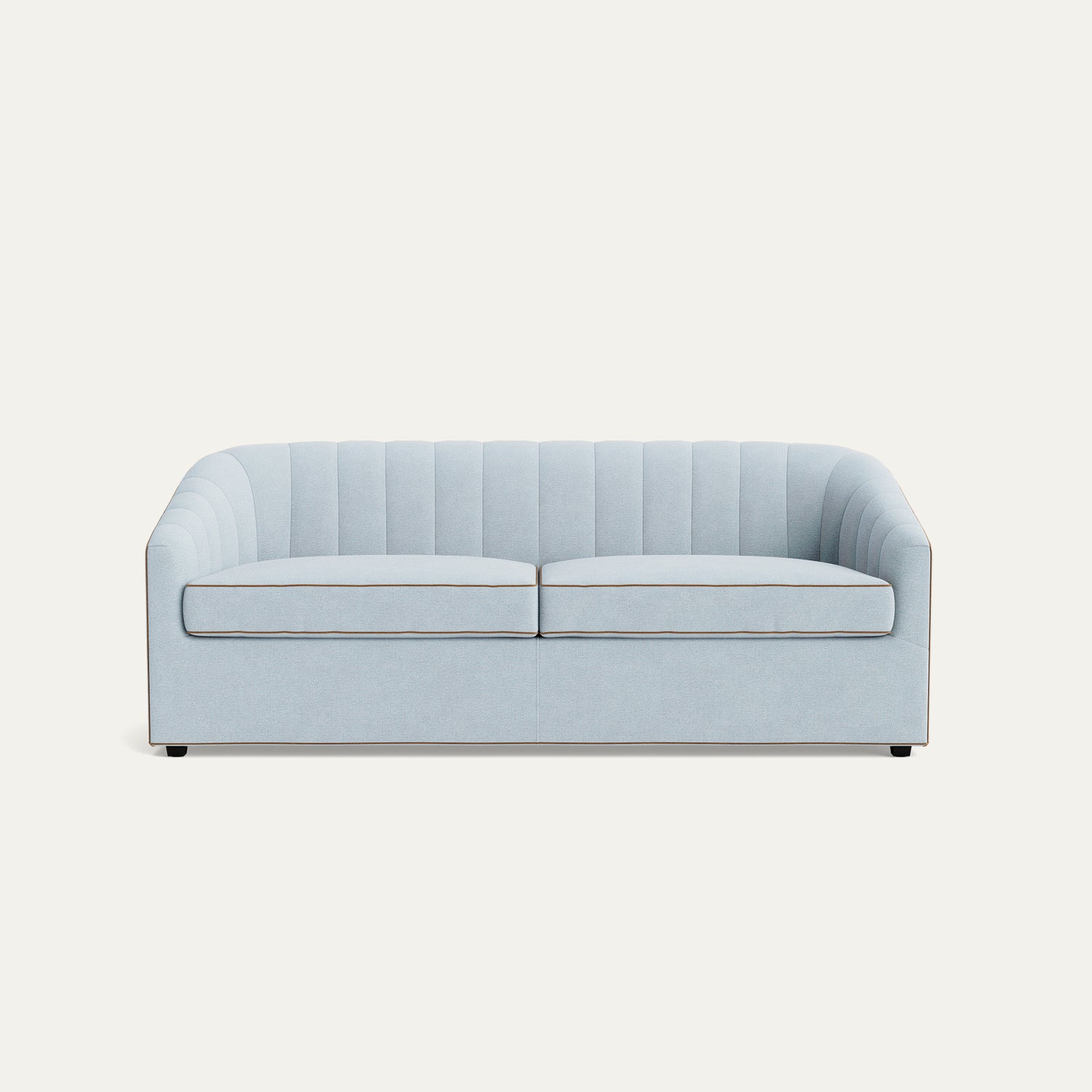 FEATURED: Shown in 85" / Cushion Seat / Channeled / Honey Velvet Welt