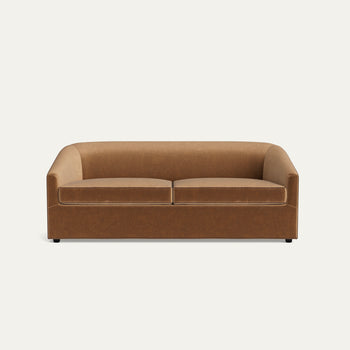 FEATURED: Shown in 85" / Cushion Seat / Flat Faced / Walnut Velvet Welt