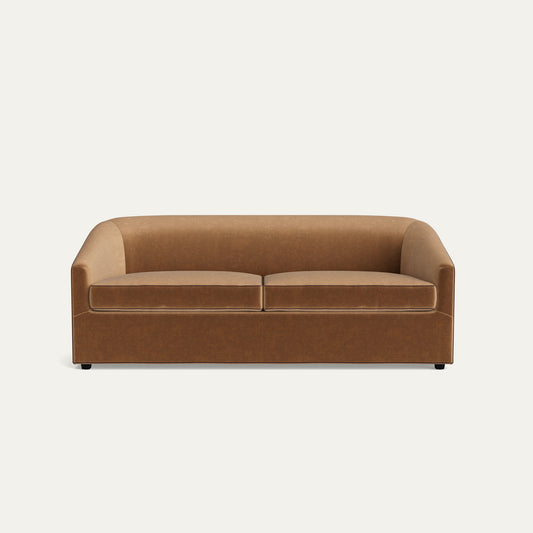 FEATURED: Shown in 85" / Cushion Seat / Flat Faced / Walnut Velvet Welt