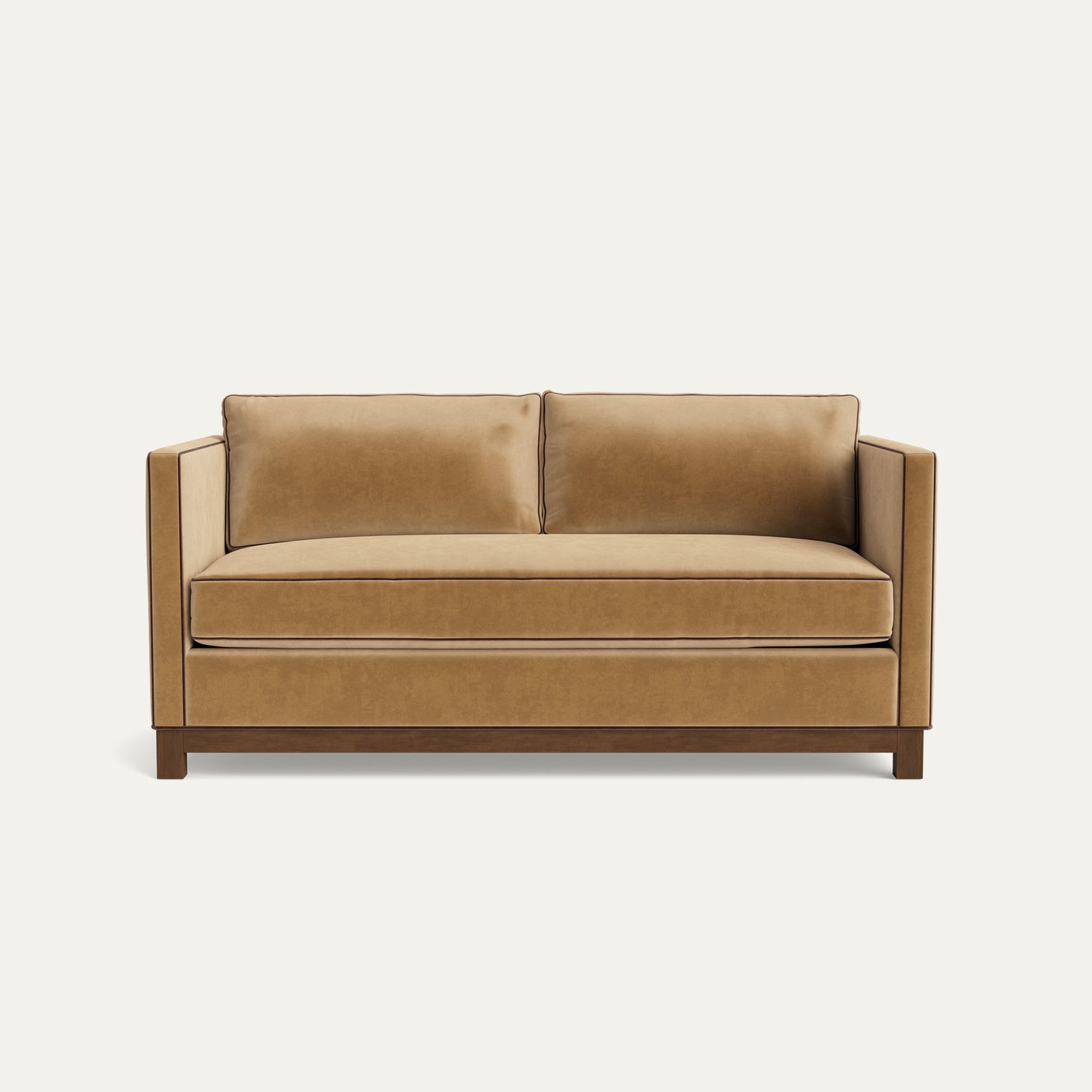 FEATURED: Shown in 72" / Tobacco Legs / Walnut Velvet Welt