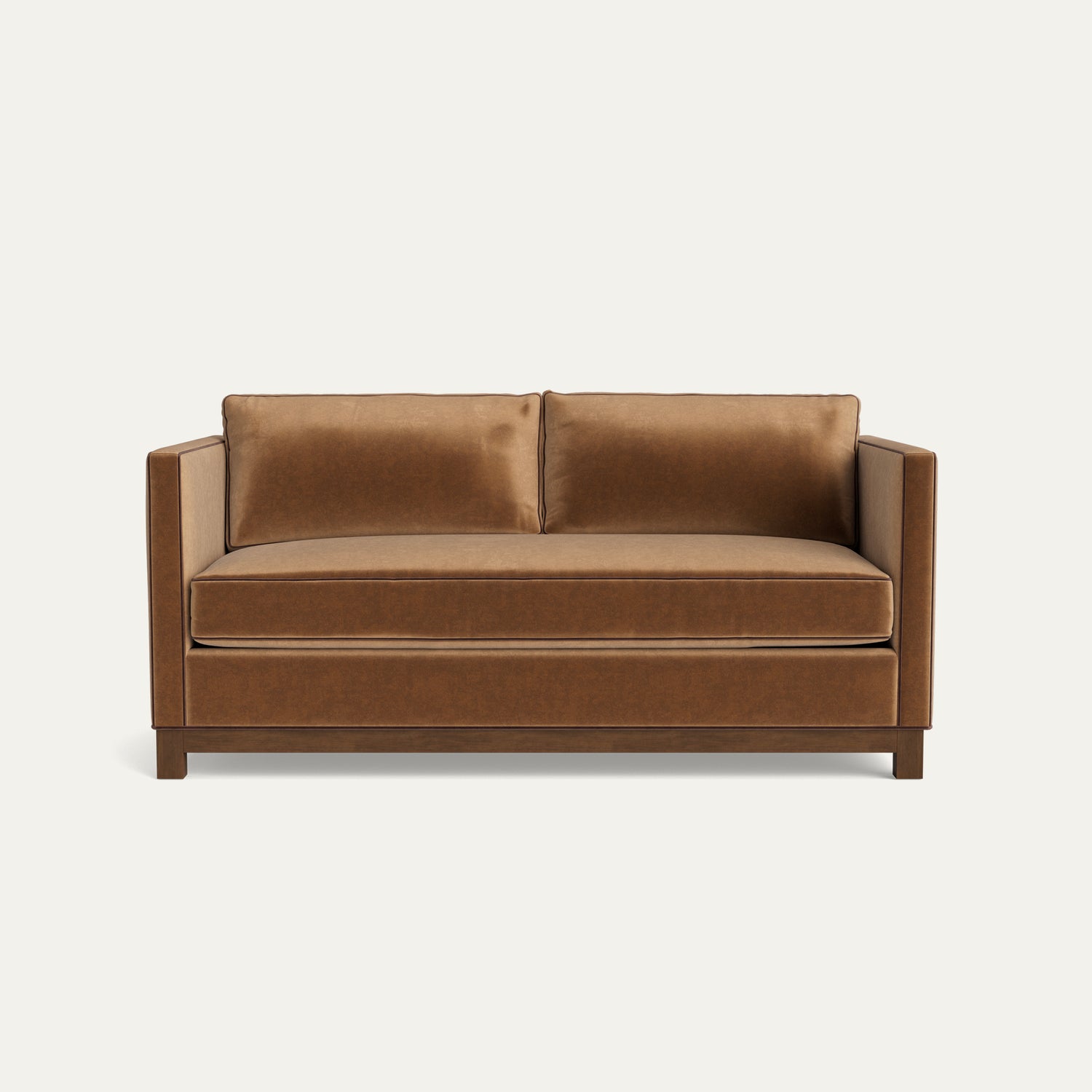 FEATURED: Shown in 72" / Tobacco Legs / Walnut Velvet Welt