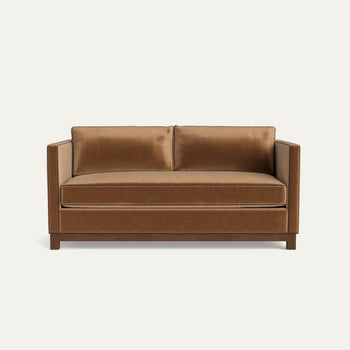 FEATURED: Shown in 72" / Tobacco Legs / Walnut Velvet Welt