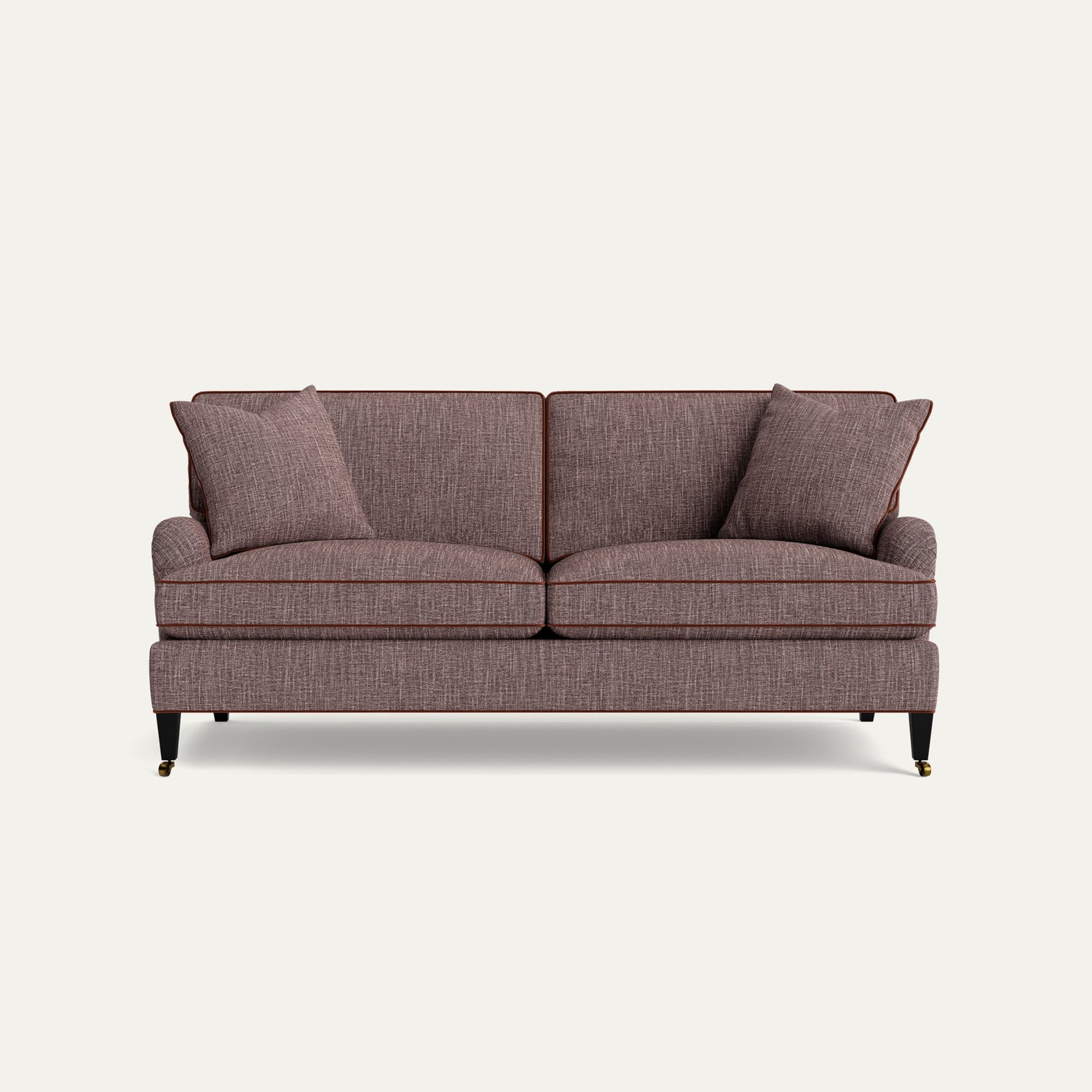 FEATURED: Shown in 79" / Tapered / Ebony / Cushion Seat / Cinnamon Welt
