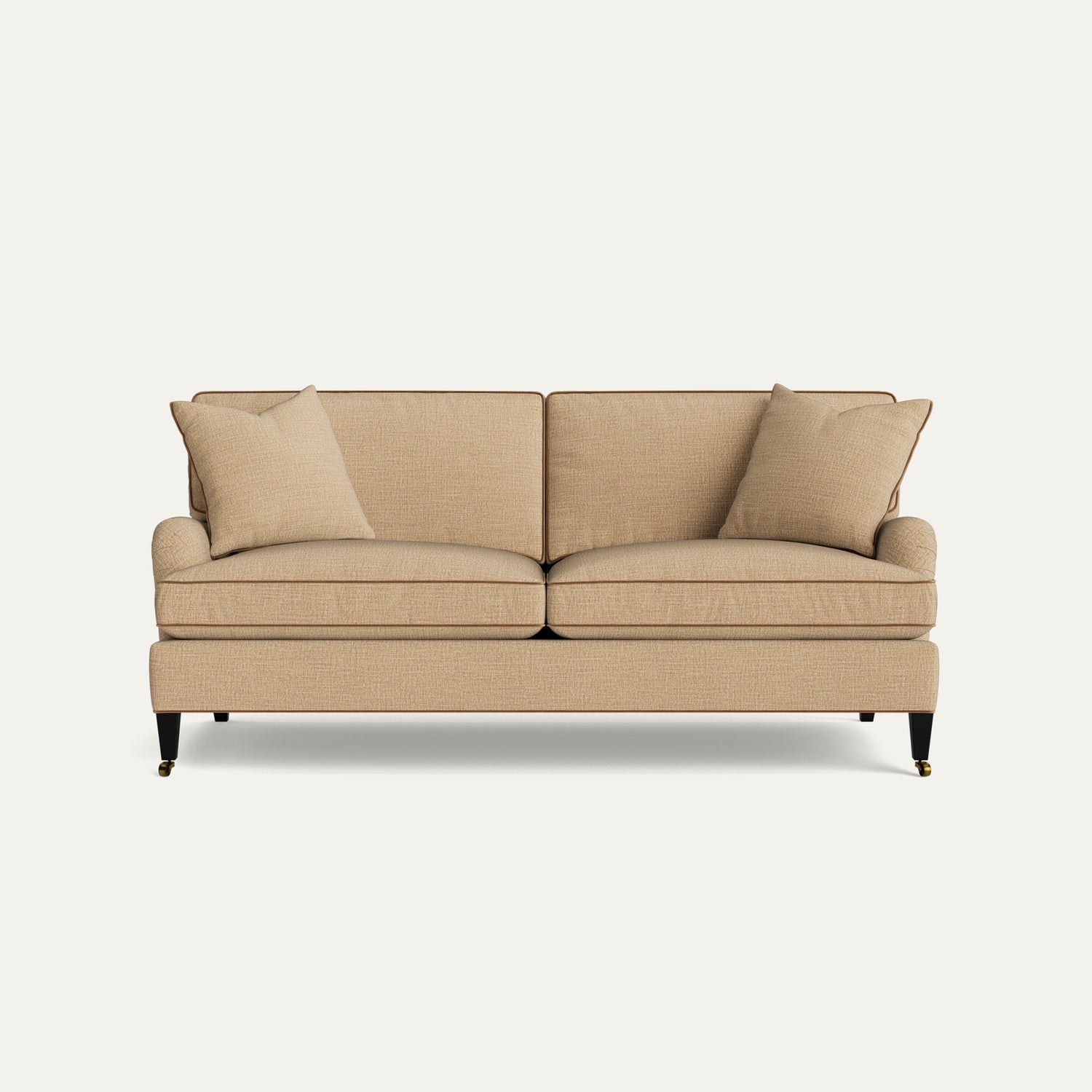 FEATURED: Shown in 79" / Tapered / Ebony / Cushion Seat / Walnut Welt