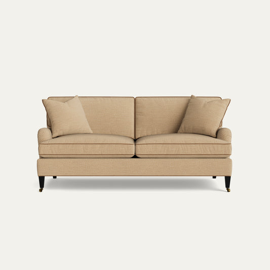FEATURED: Shown in 79" / Tapered / Ebony / Cushion Seat / Walnut Welt