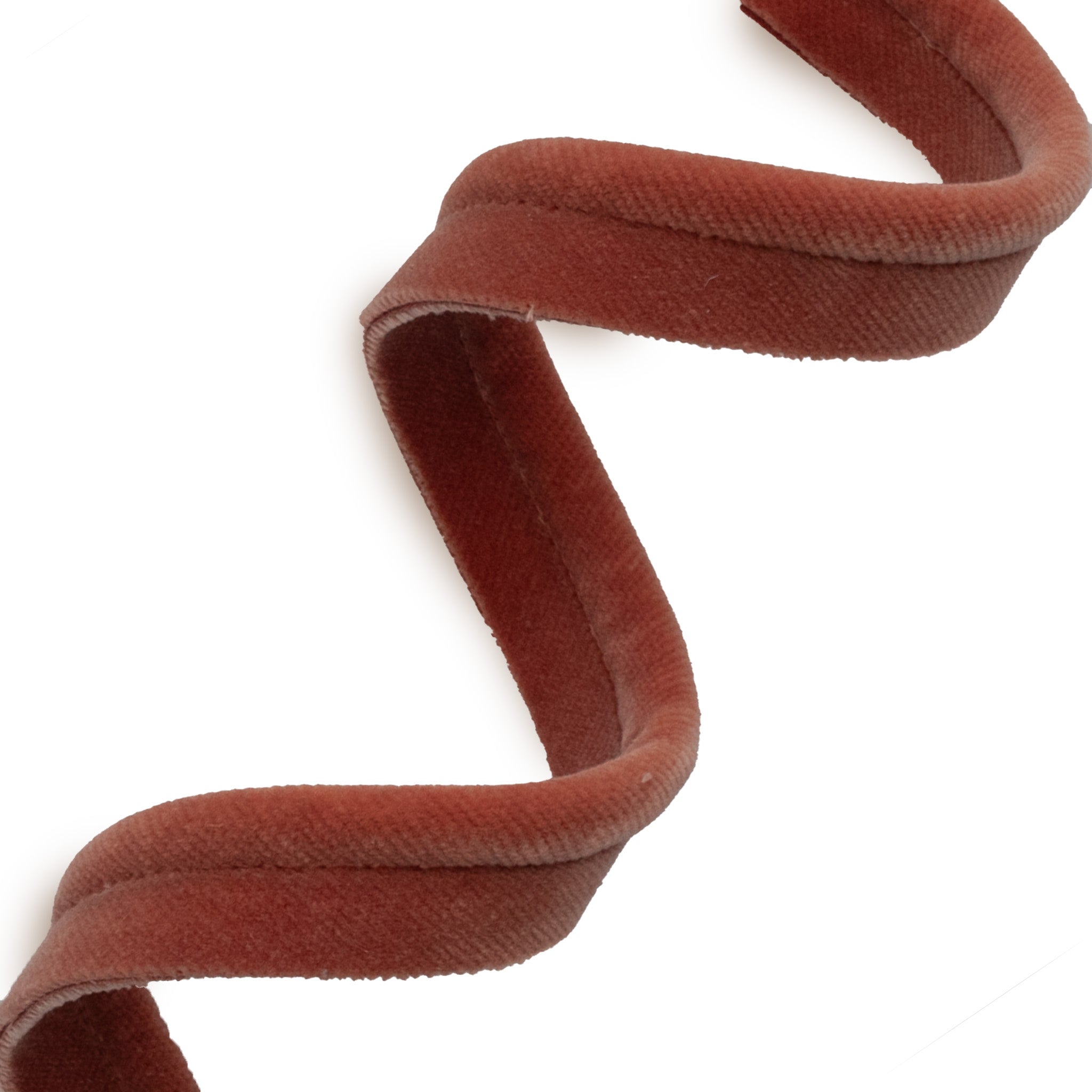 Cinnamon Velvet piping trim in rich warm cinnamon with a soft, plush texture for fast, customizable accents