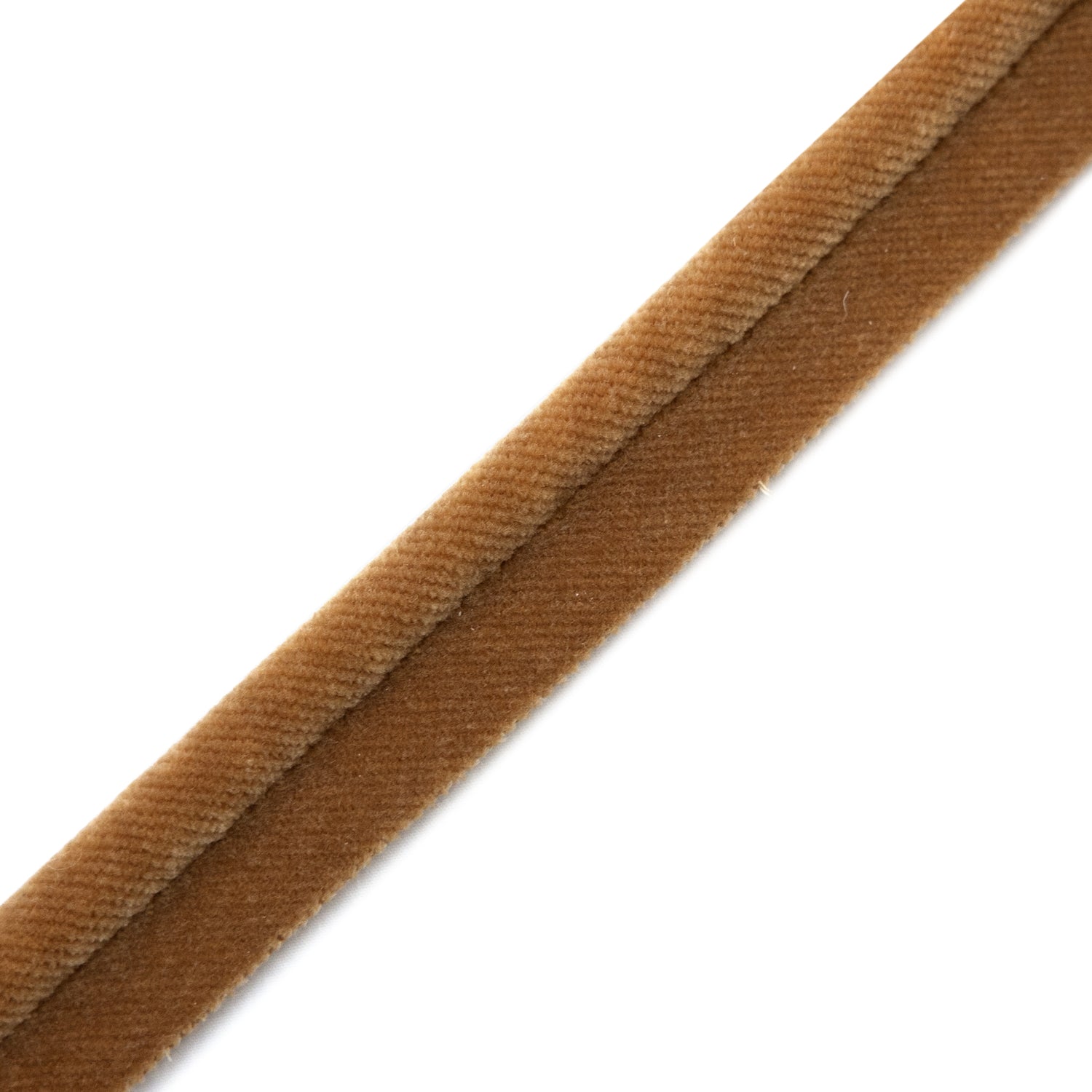 Honey Velvet trim piping in warm golden brown with a plush, soft texture for customizable, made-to-order accents