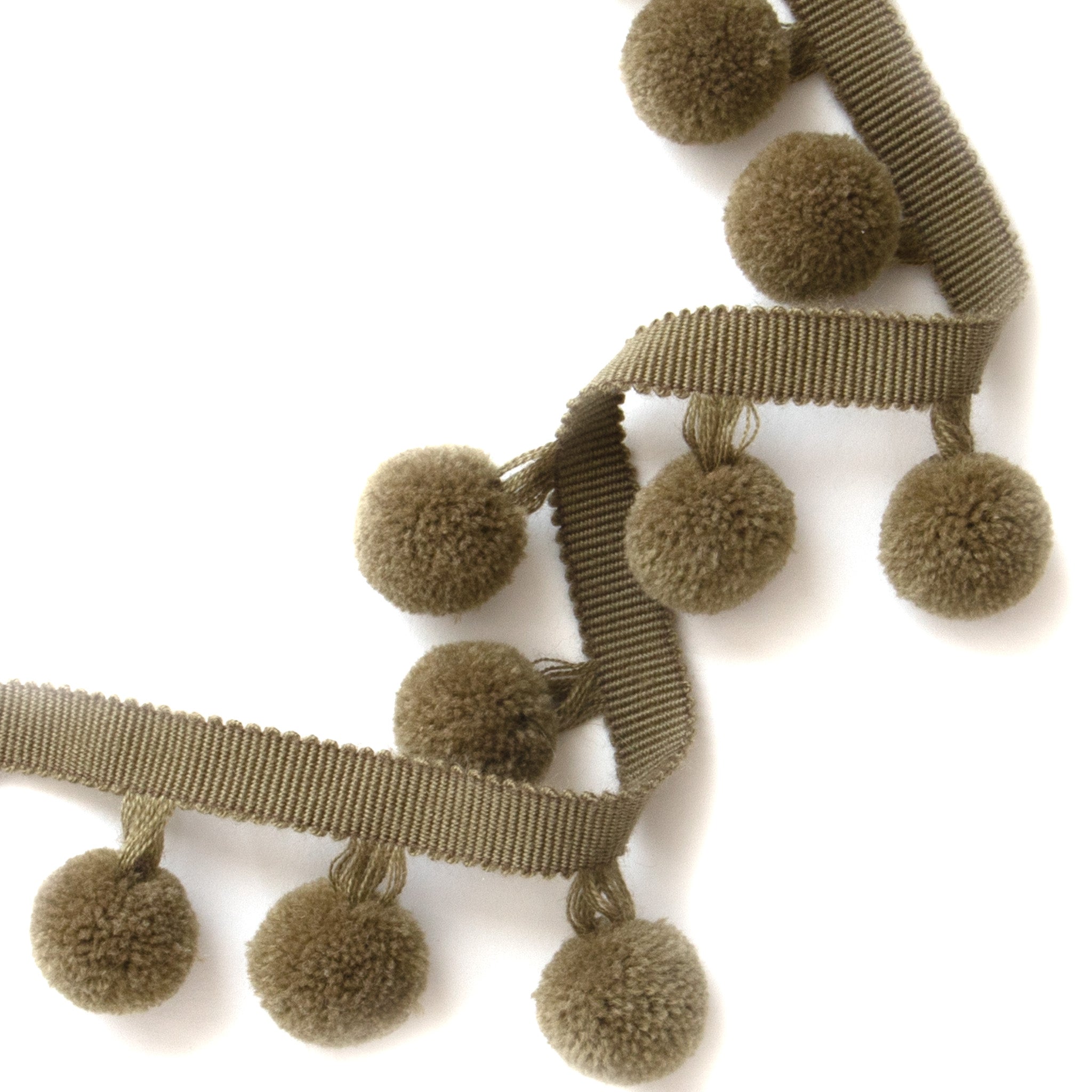 Olive Green Pom Pom Sample | Pepper Home