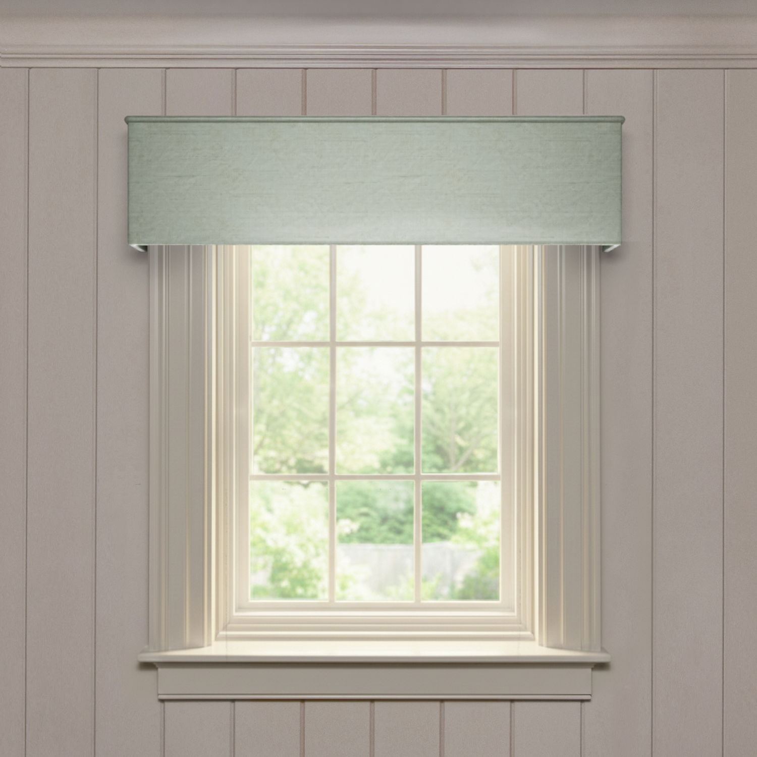Julep Classic valance in solid silk fabric, made-to-order with short lead times, crafted and manufactured in the USA