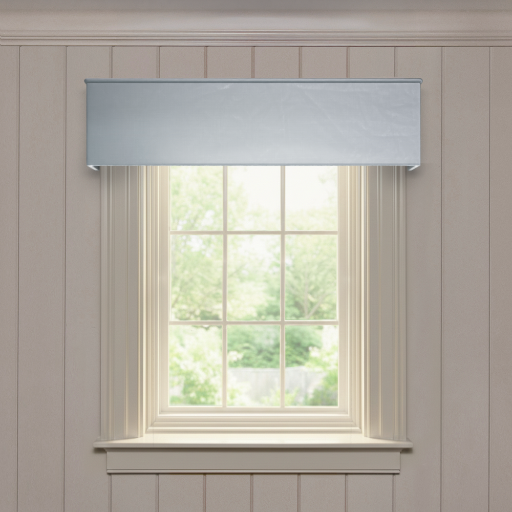 Slate Classic valance in smooth solid silk fabric, made-to-order with short lead times, manufactured in the USA