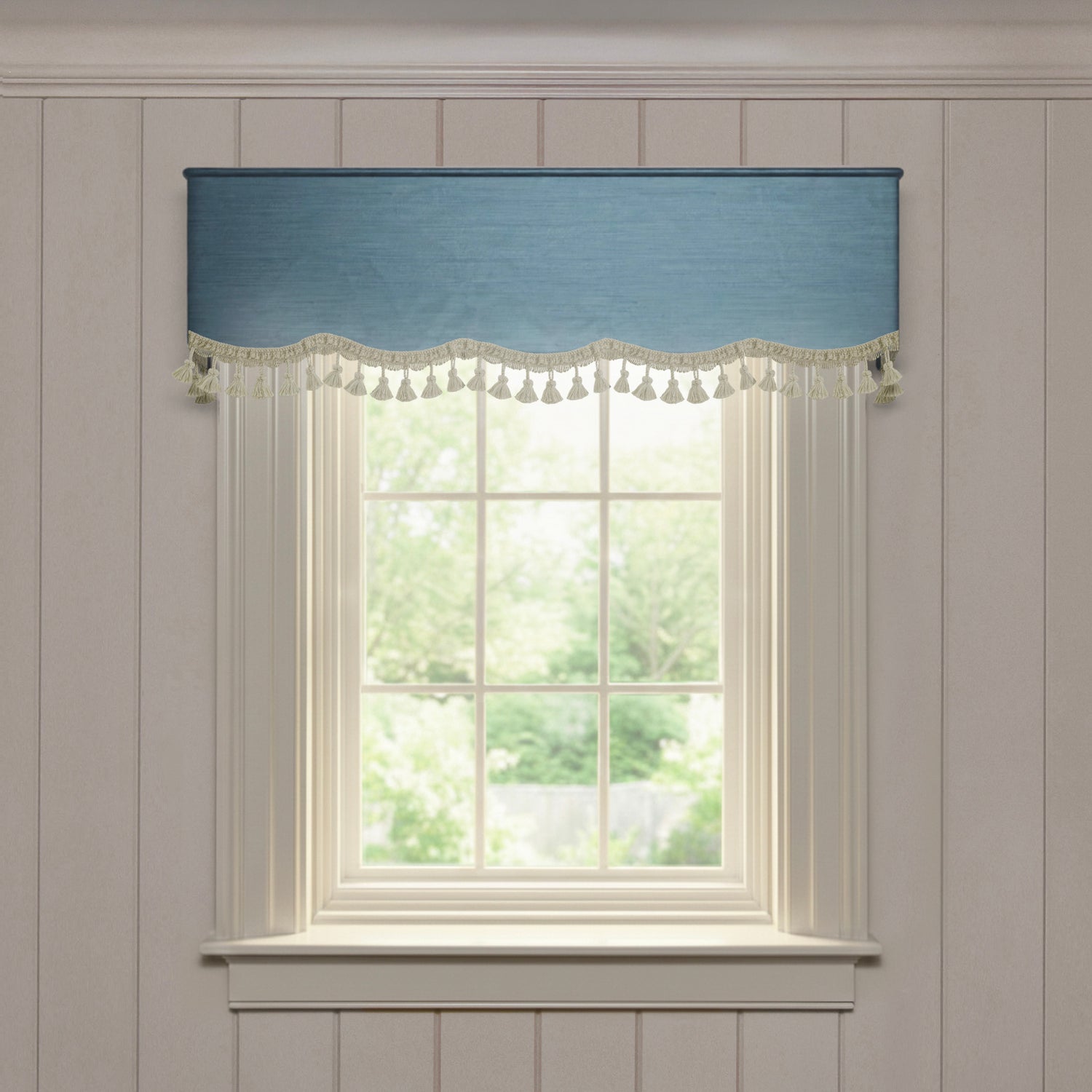 FEATURED: Shown in Scalloped / Sage Tassel