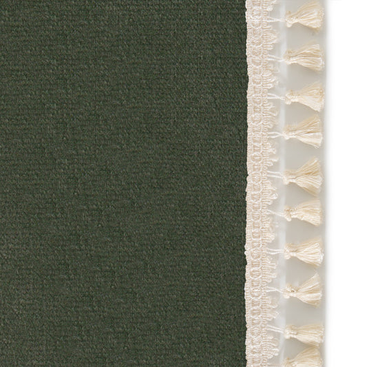 Fern Velvet Curtain - Pinch Pleat, 50"W x 98"L, Blackout Lining, Cream Tassel Trim on left side