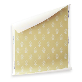 Lucie Goldenrod wallpaper with soft golden floral motifs on warm background, made-to-order, quick turnaround, USA quality craftsmanship