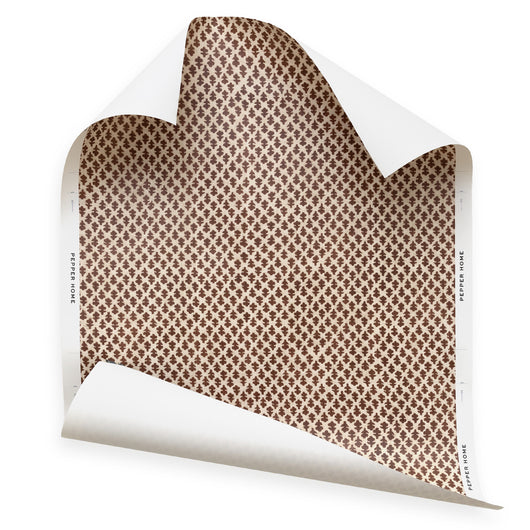 Quinn Chestnut wallpaper in warm chestnut tones with a small repeating geometric pattern, customizable design