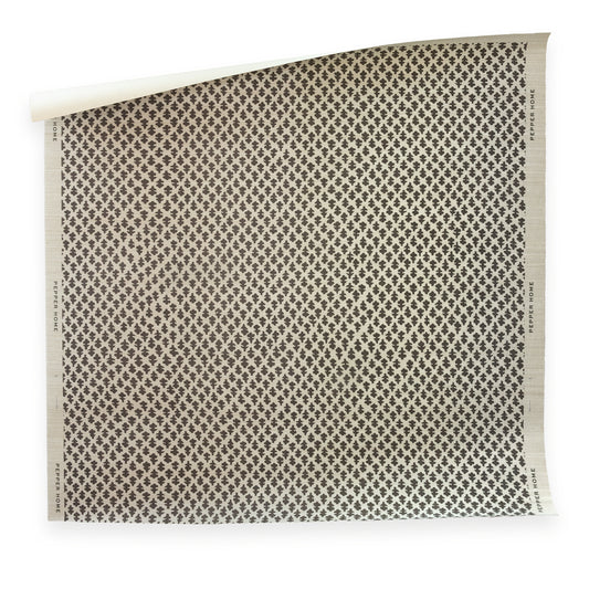 Quinn Charcoal wallpaper swatch with repeating geometric pattern, made to order in the USA with short lead times