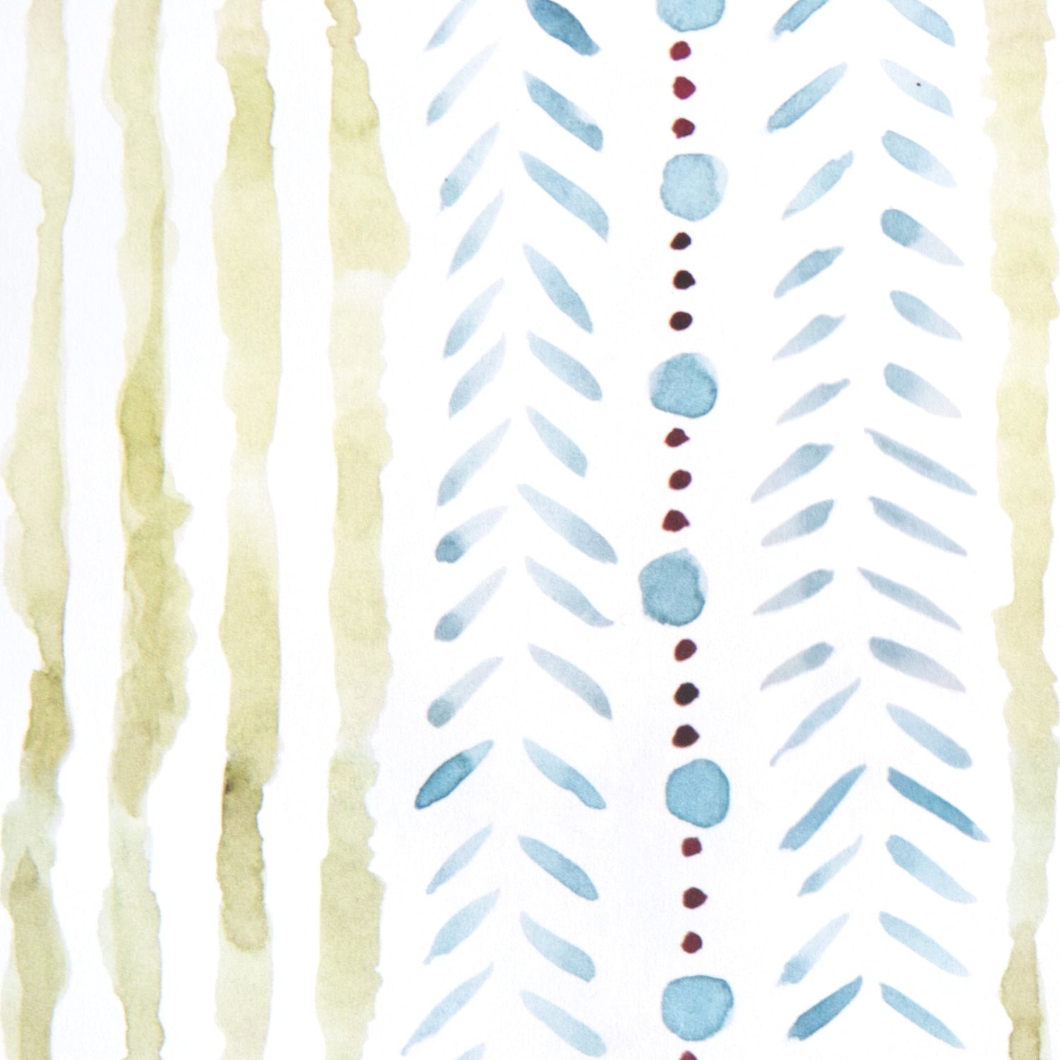 Blue & Green Striped Printed Wallpaper Swatch