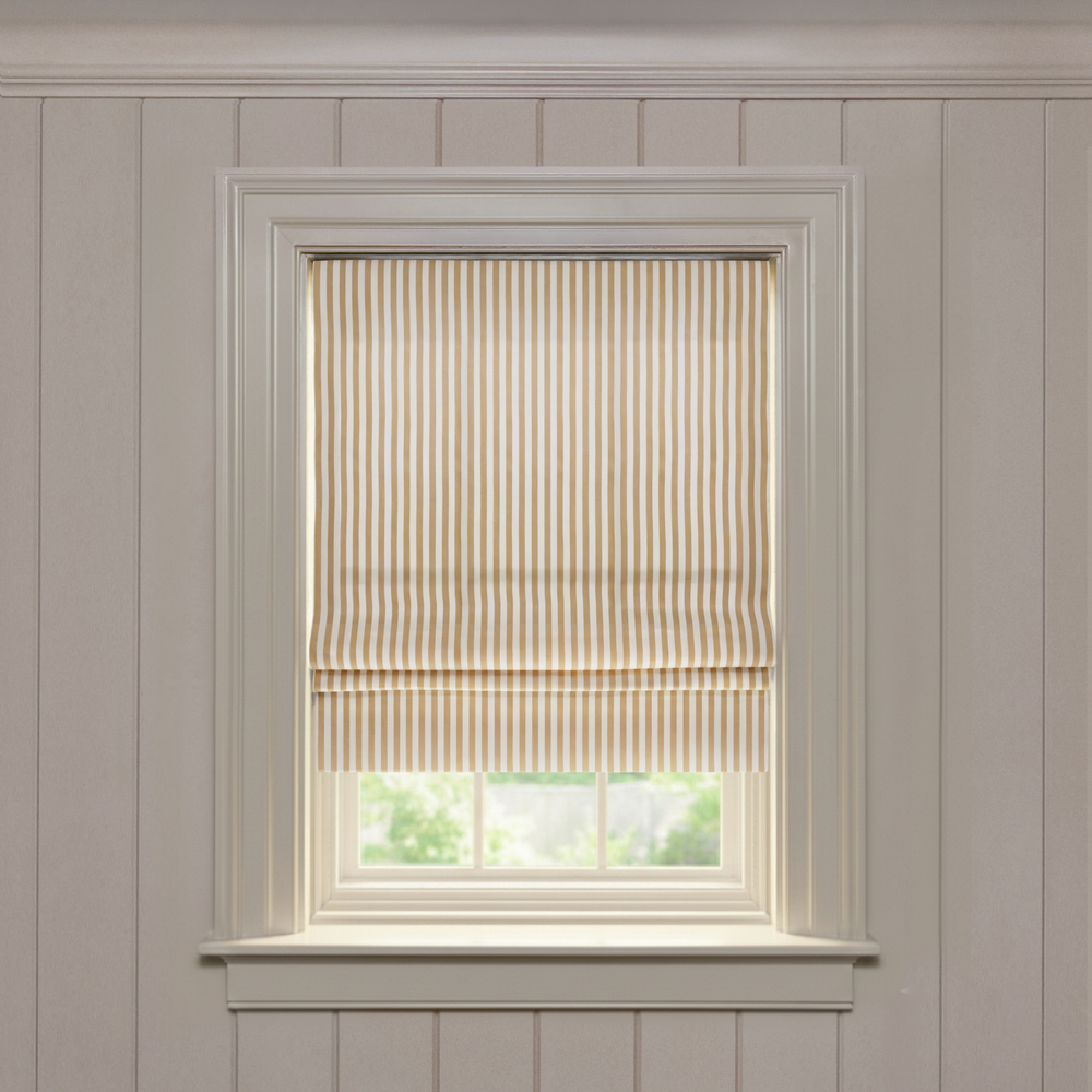  louisa camel custom striped roman shade: louisa camel | pepper homeon white background