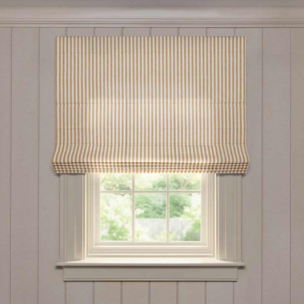  louisa camel custom striped roman shade: louisa camel | pepper homeon white background