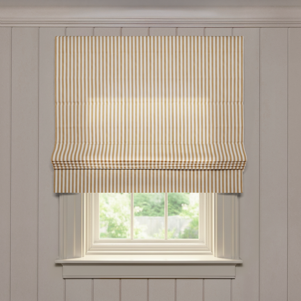  louisa camel custom striped roman shade: louisa camel | pepper homeon white background
