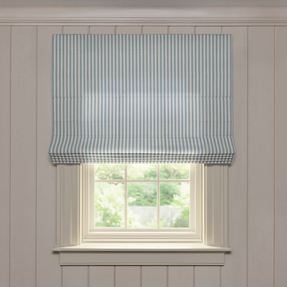  louisa harbor custom blue striped roman shade: louisa harbor | pepper homeon white background