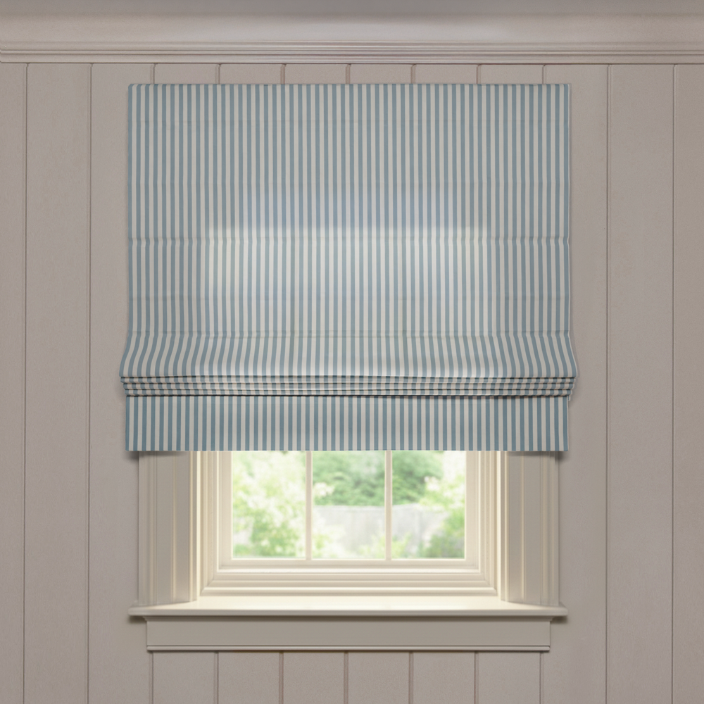  louisa harbor custom blue striped roman shade: louisa harbor | pepper homeon white background