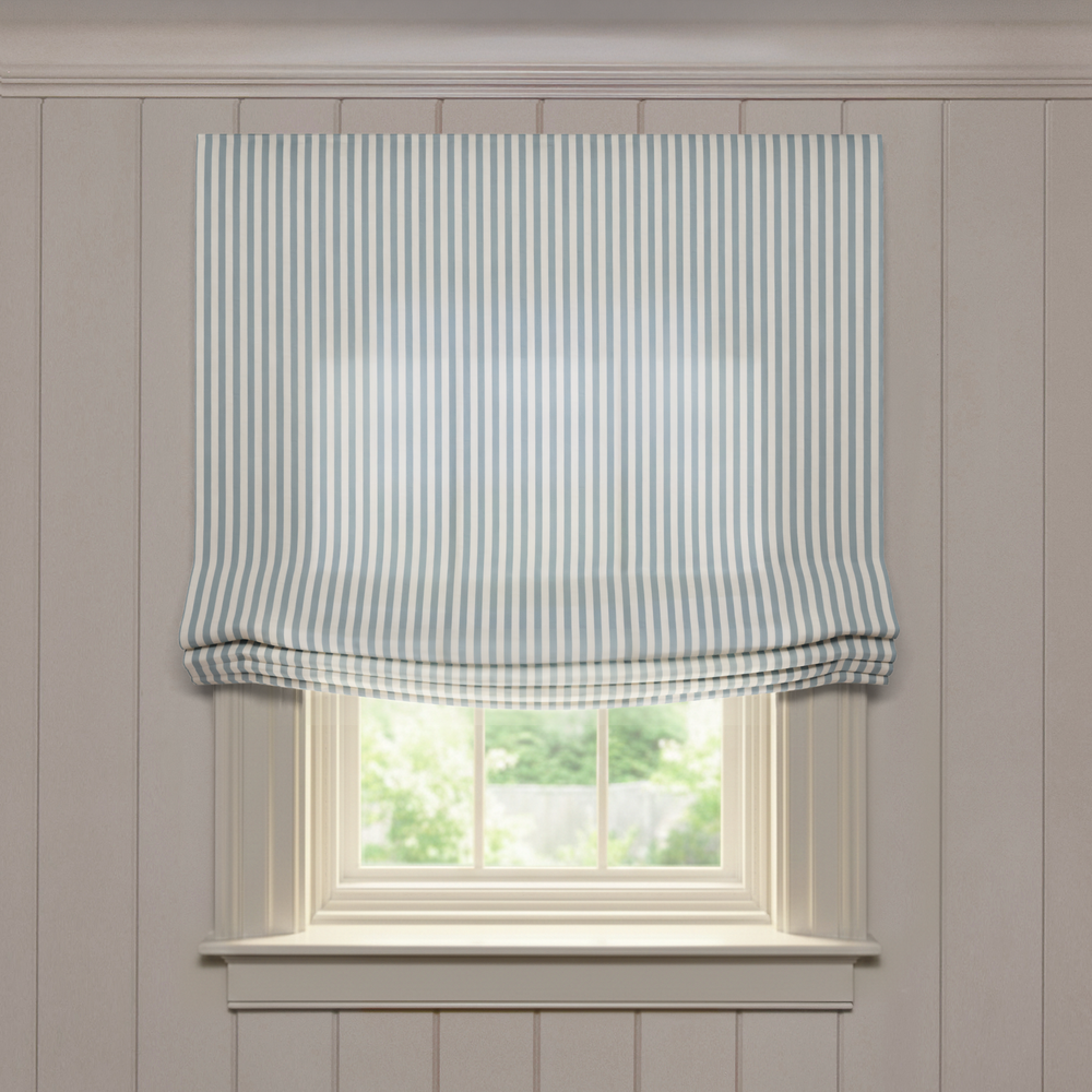  louisa harbor custom blue striped roman shade: louisa harbor | pepper homeon white background