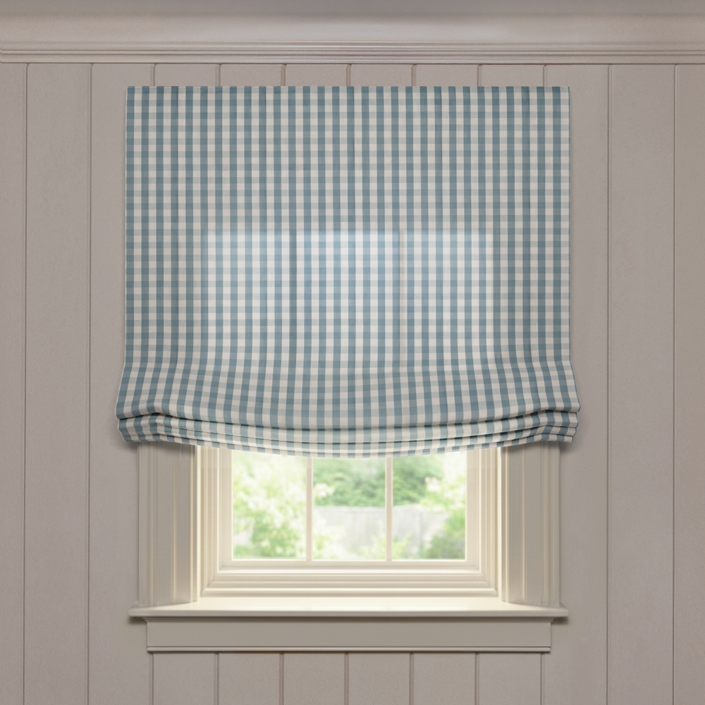  millie harbor custom blue gingham roman shade: millie harbor | pepper homeon white background