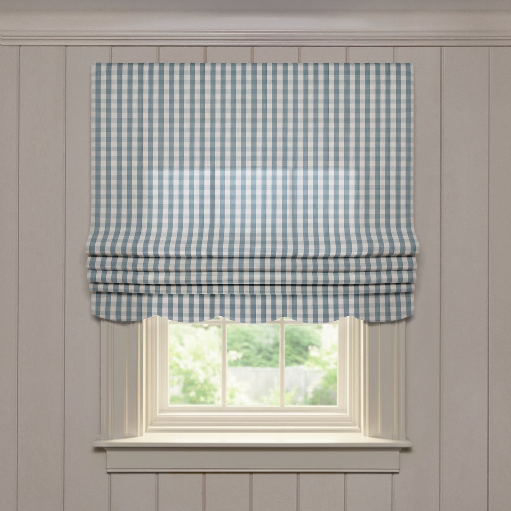  millie harbor custom blue gingham roman shade: millie harbor | pepper homeon white background