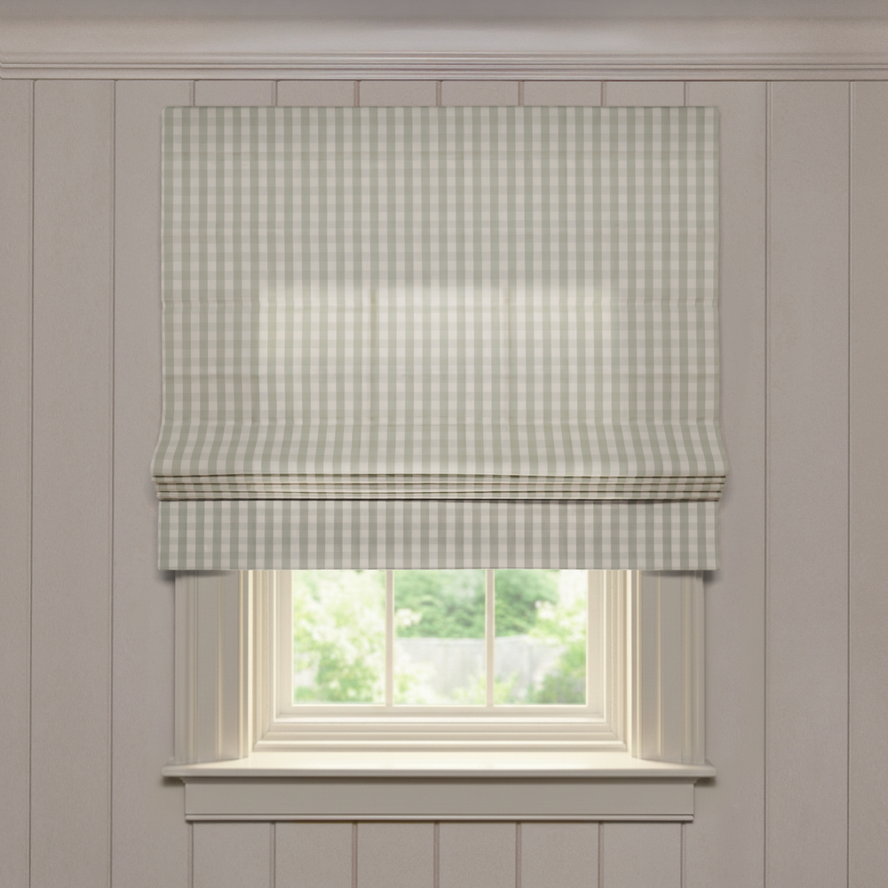  millie sage custom green gingham roman shade: millie sage | pepper homeon white background