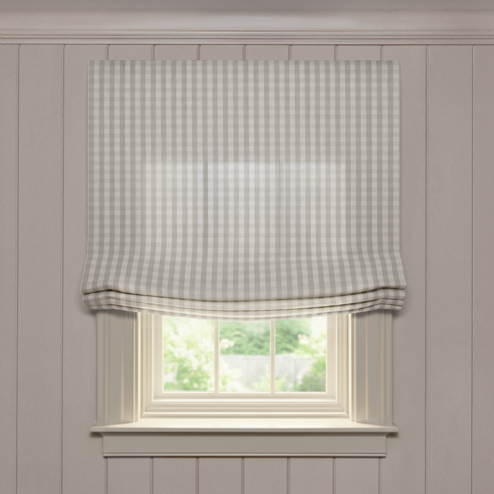  millie sage custom green gingham roman shade: millie sage | pepper homeon white background