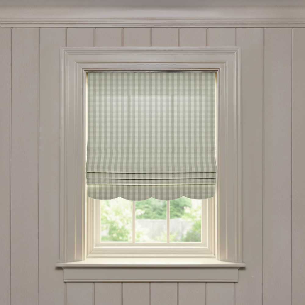  millie sage custom green gingham roman shade: millie sage | pepper homeon white background