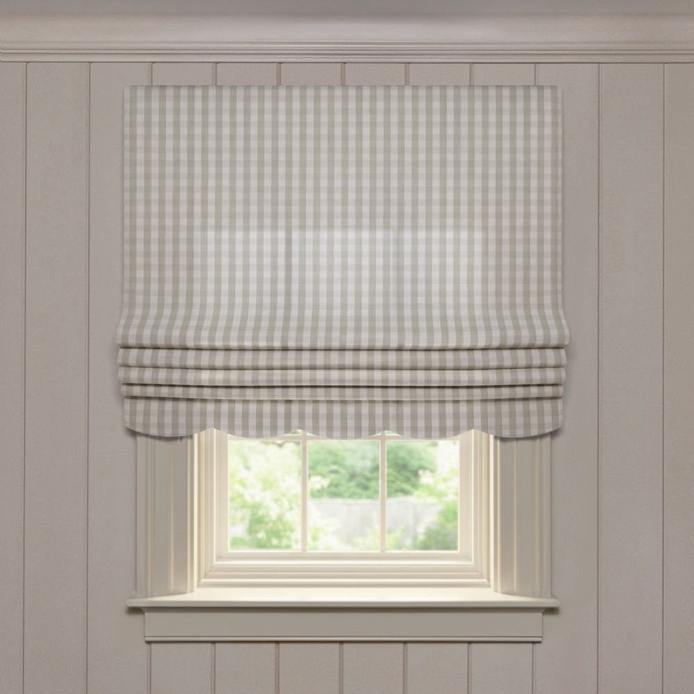  millie sage custom green gingham roman shade: millie sage | pepper homeon white background