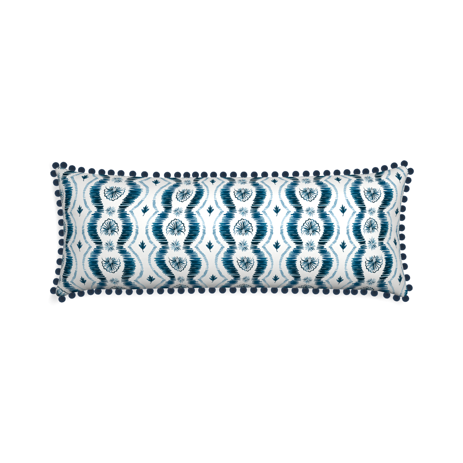 Xl-lumbar alice custom blue ikatpillow with c on white background