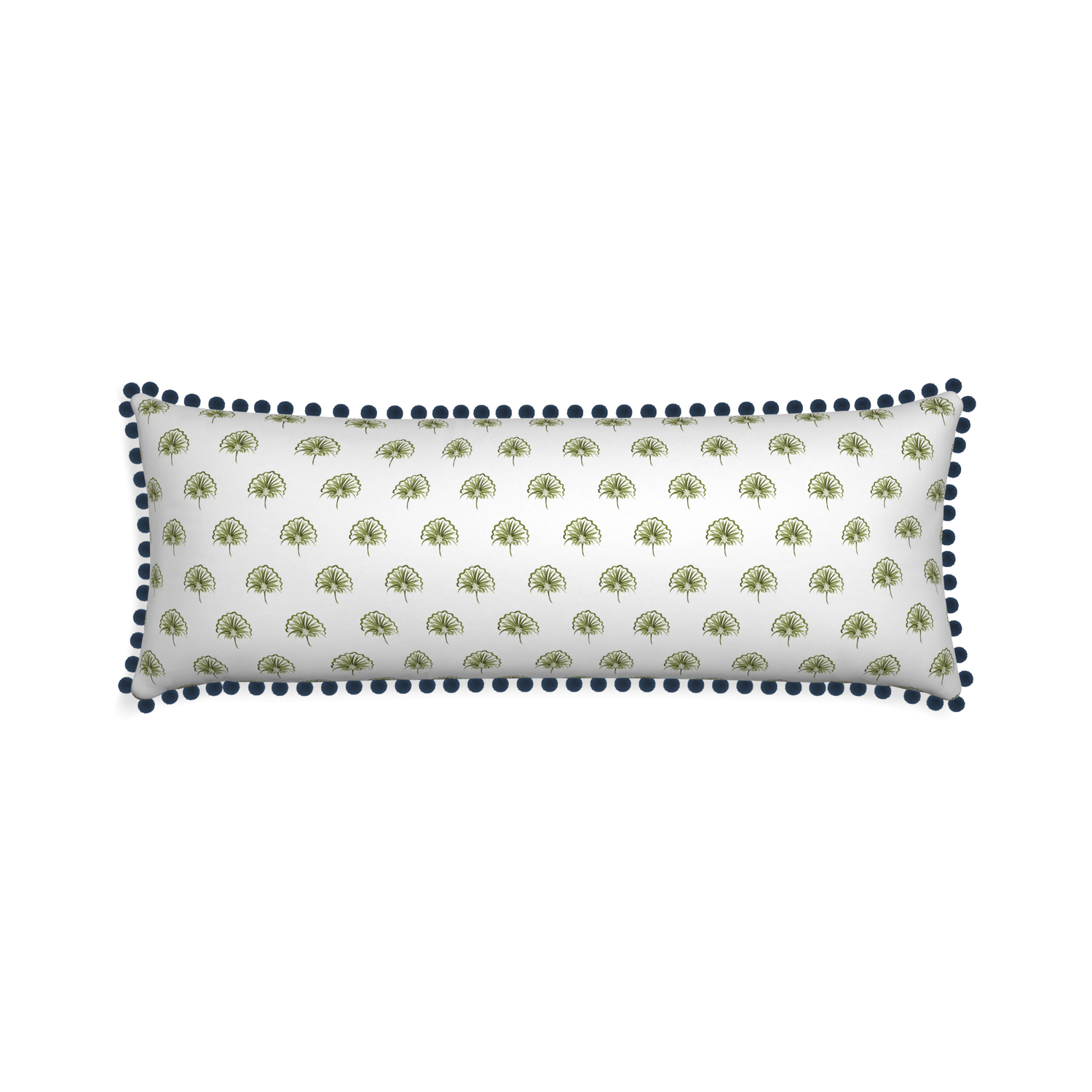 Xl-lumbar penelope moss custom green floralpillow with c on white background