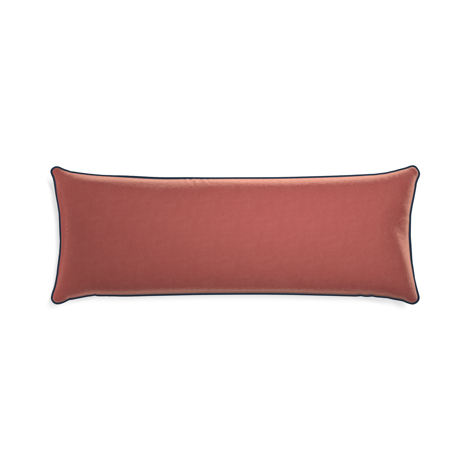 Xl-lumbar cosmo velvet custom coralpillow with c piping on white background
