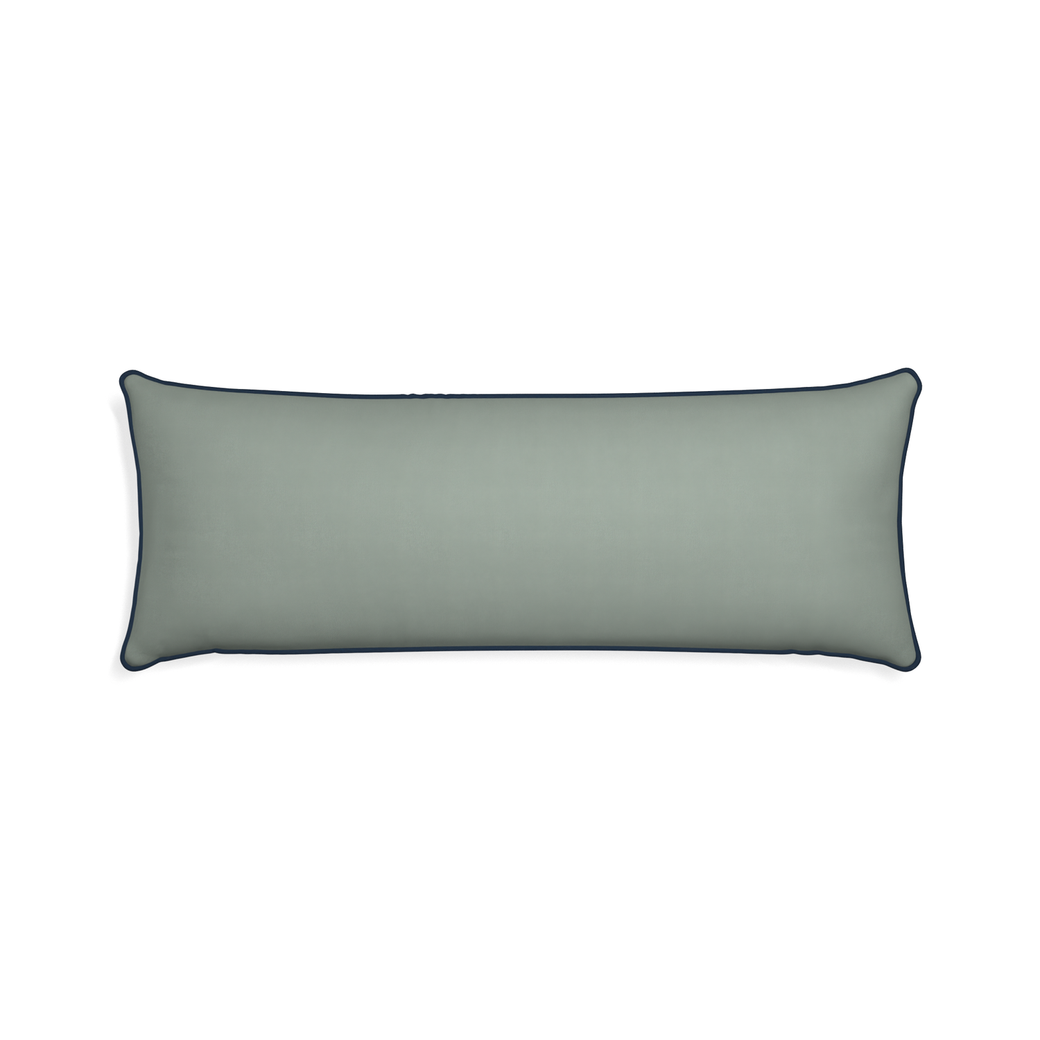 Xl-lumbar sage custom sage green cottonpillow with c piping on white background