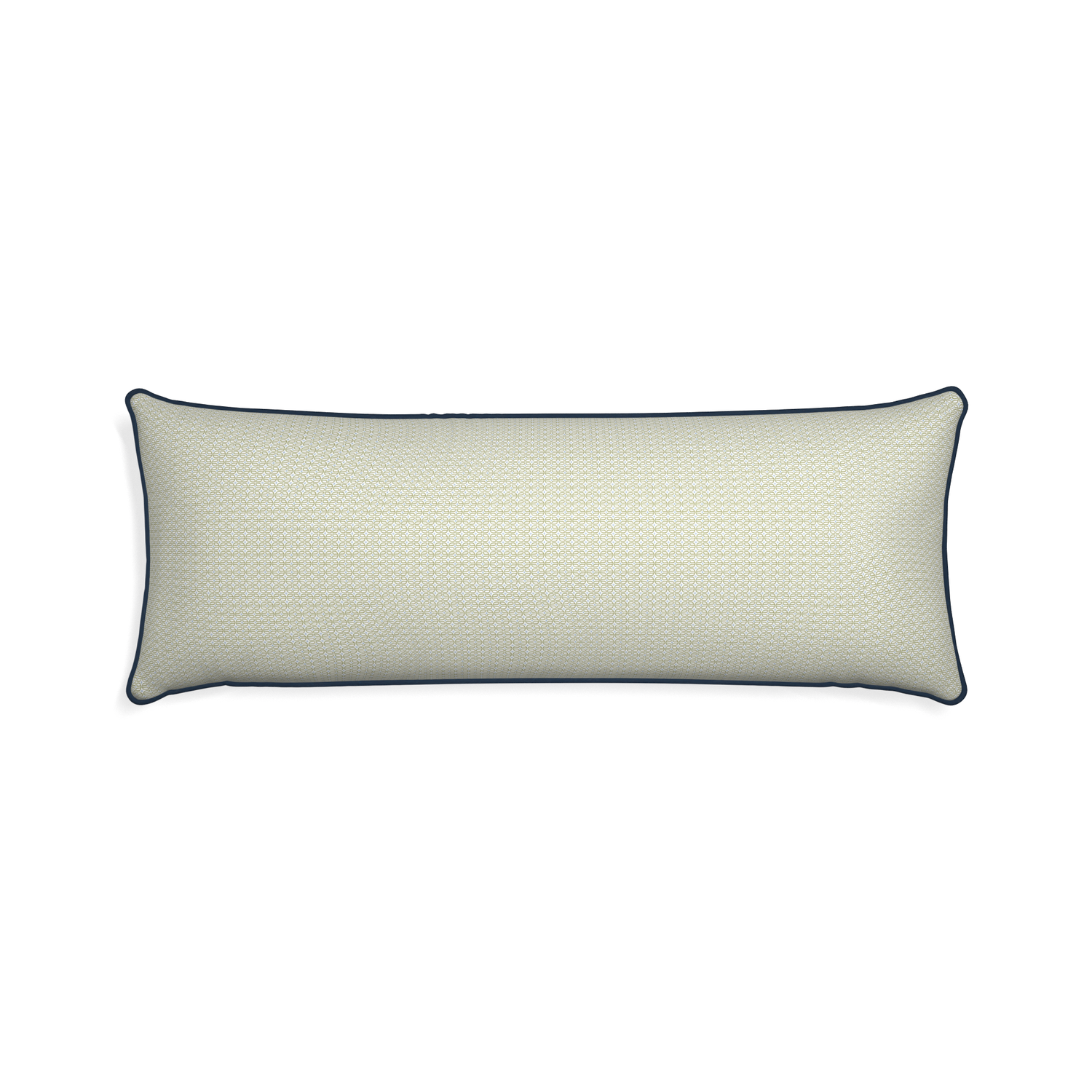 Xl-lumbar loomi moss custom moss green geometricpillow with c piping on white background