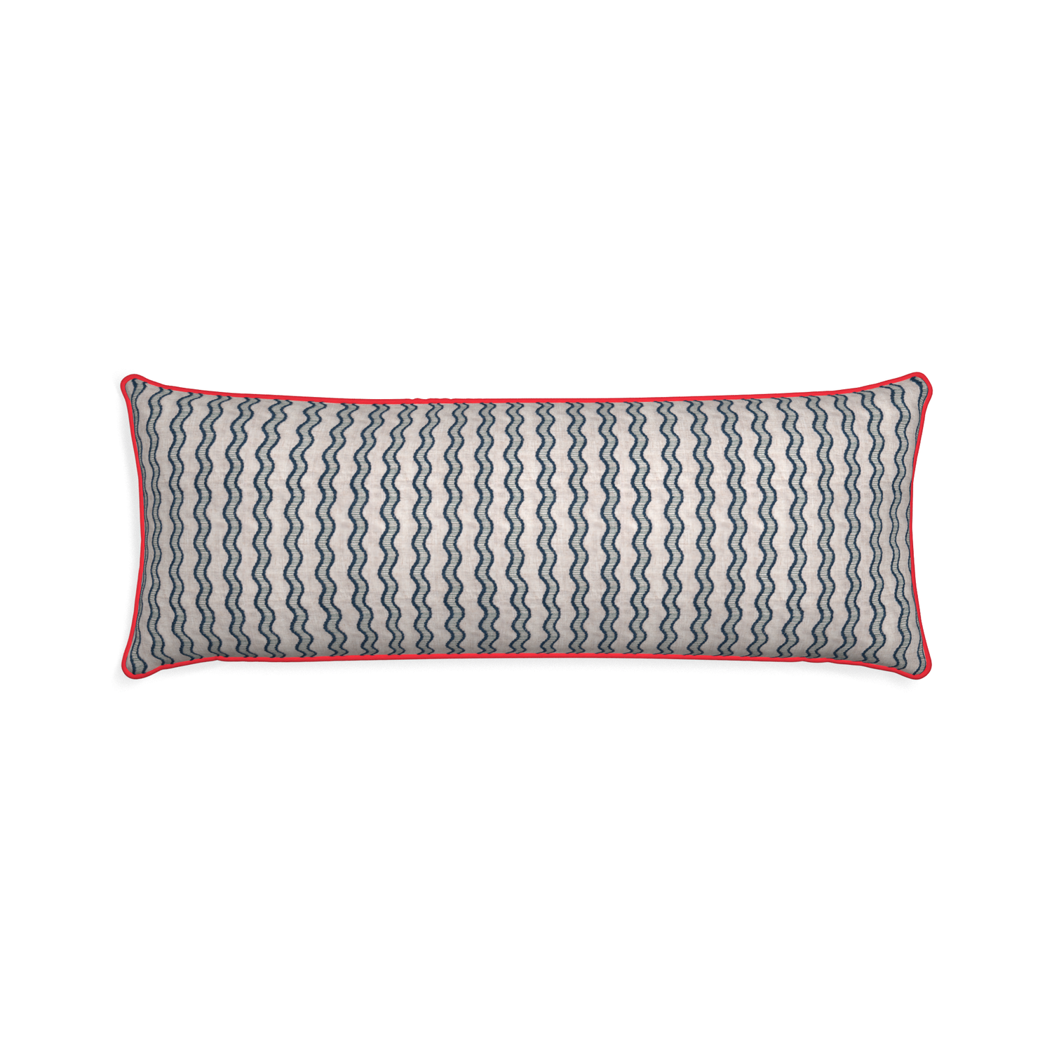 Xl-lumbar beatrice custom embroidered wavepillow with cherry piping on white background