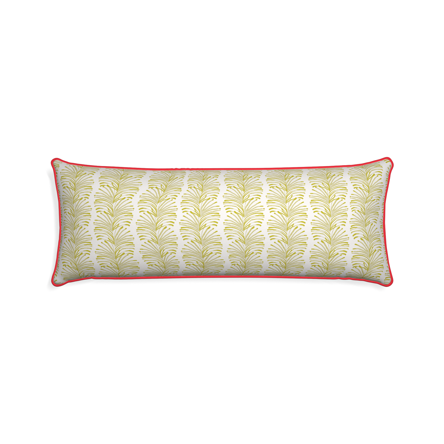 Xl-lumbar emma chartreuse custom yellow stripe chartreusepillow with cherry piping on white background