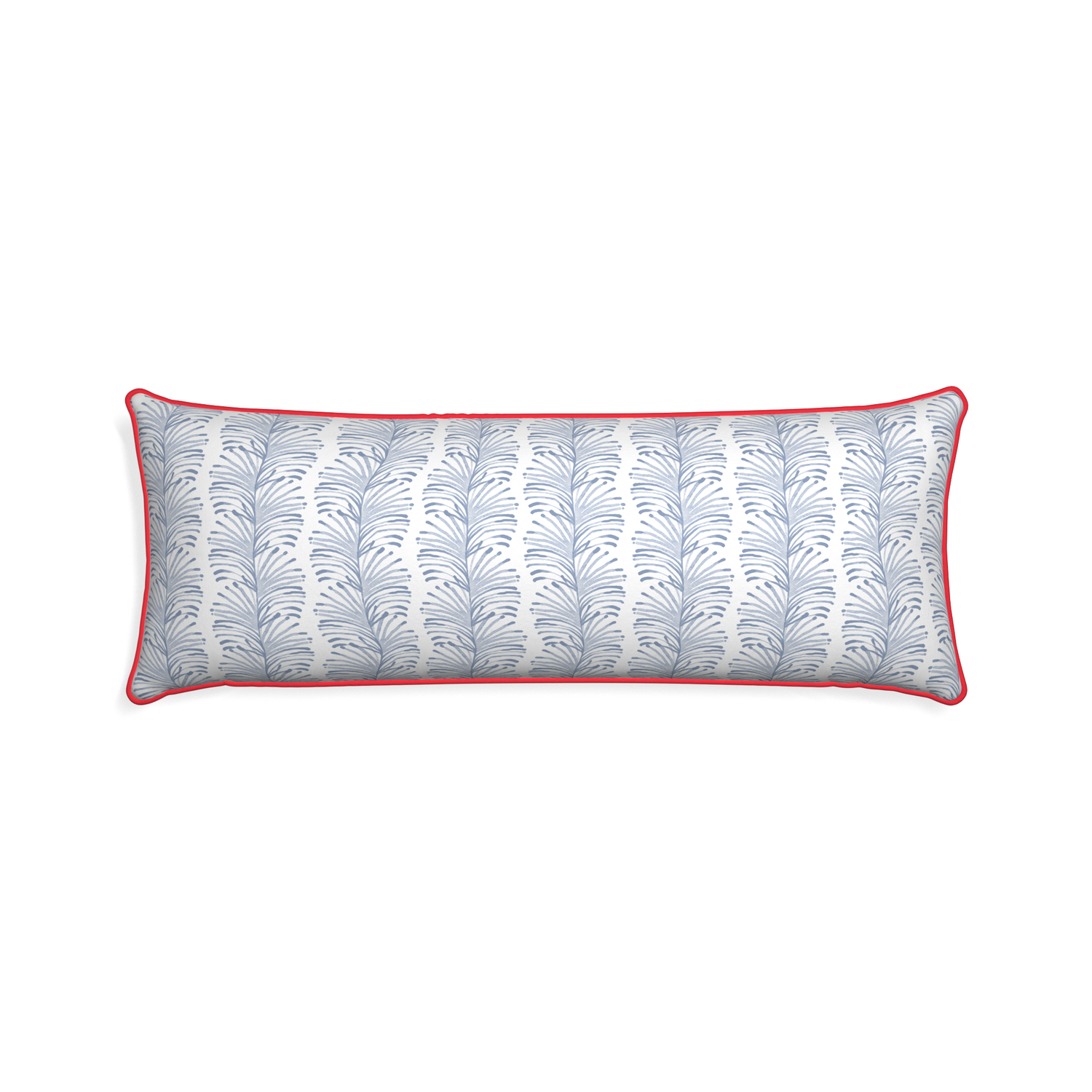 Xl-lumbar emma sky custom pillow with cherry piping on white background
