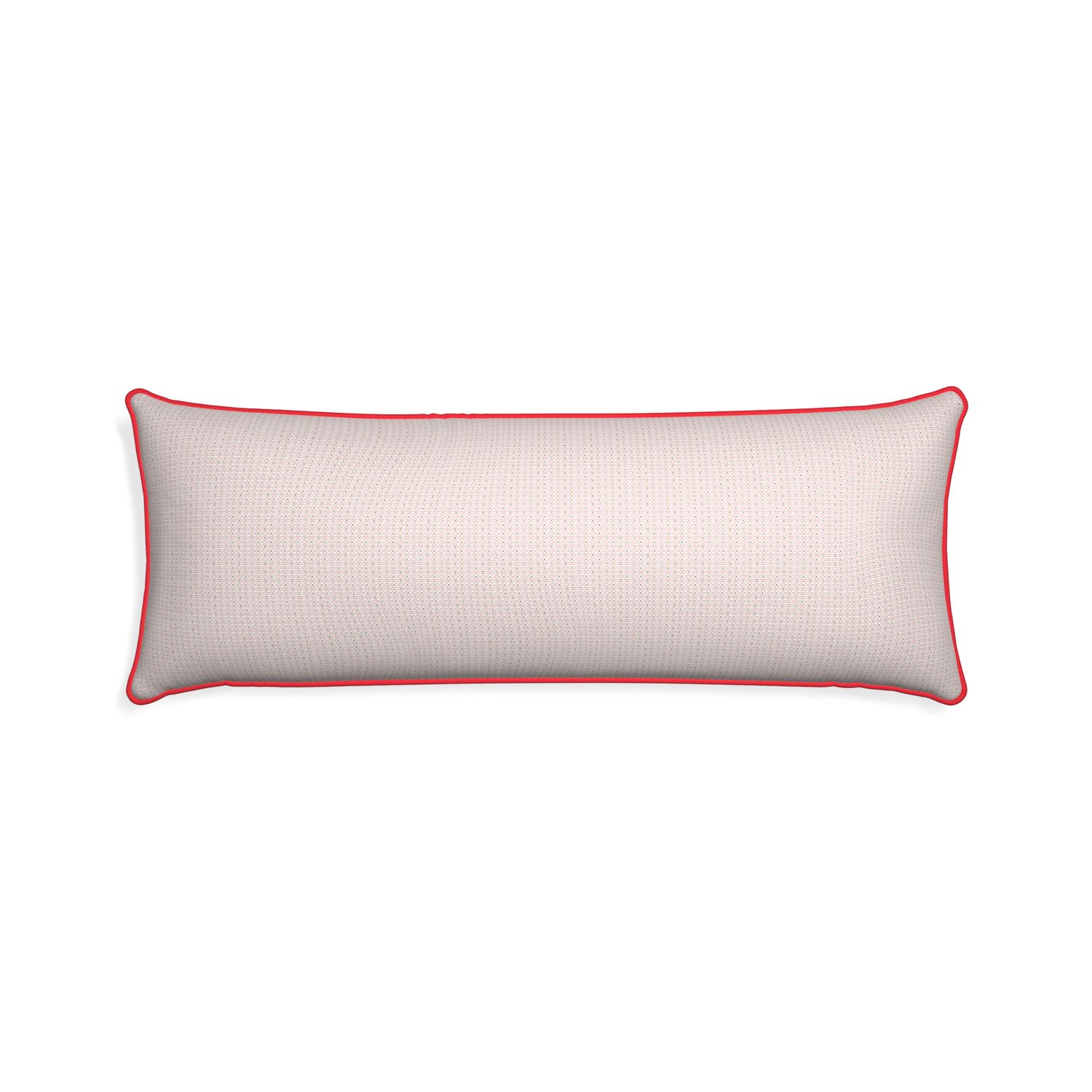 Xl-lumbar loomi pink custom pillow with cherry piping on white background