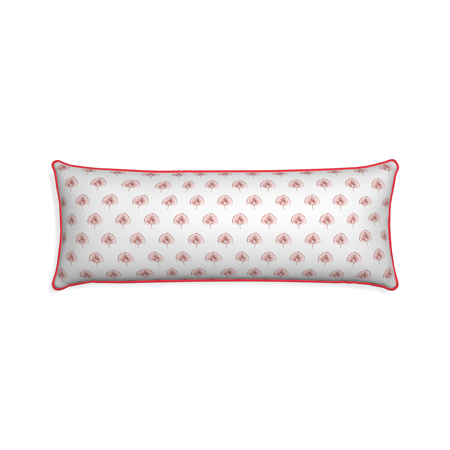 Xl-lumbar penelope rose custom pillow with cherry piping on white background