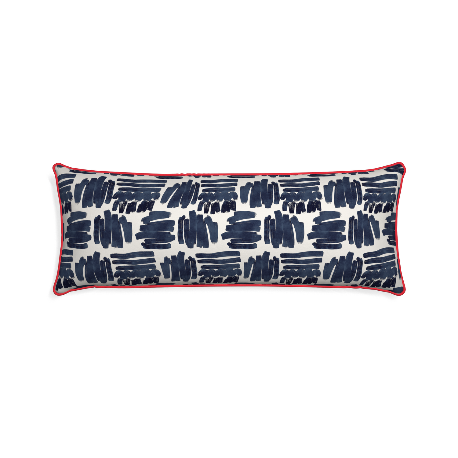 Xl-lumbar warby custom pillow with cherry piping on white background