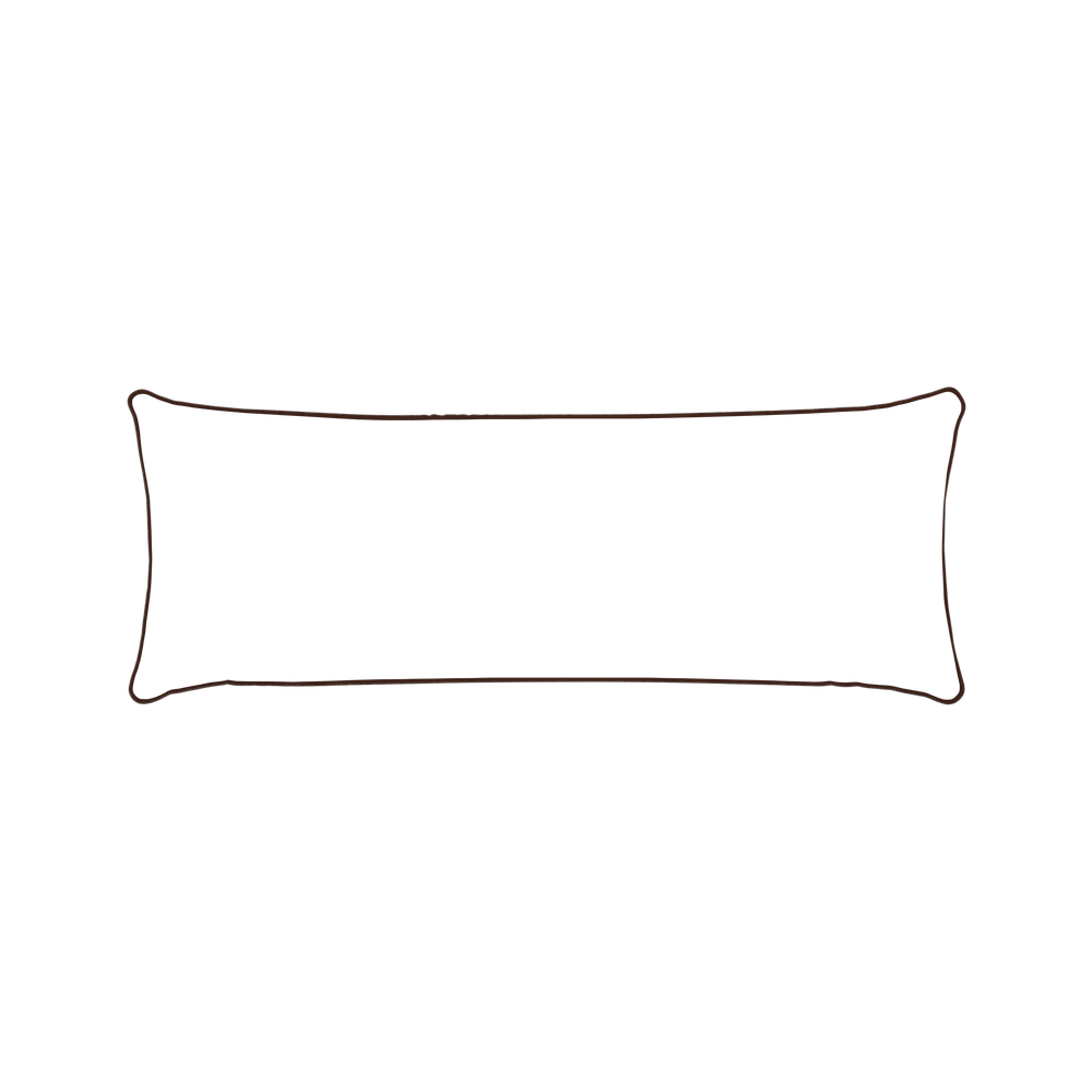 Xl-lumbar quinn chestnut custom pillow with c piping on white background
