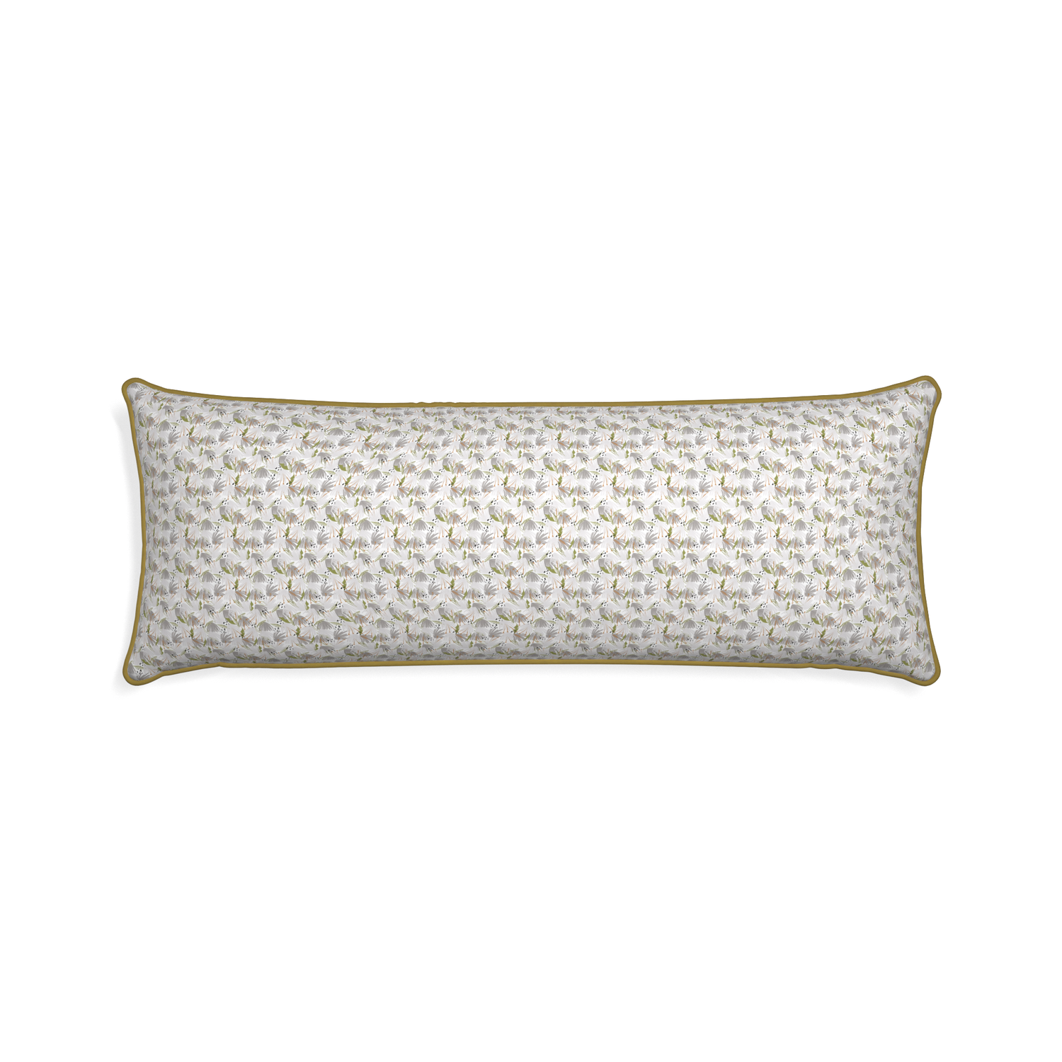 Xl-lumbar eden grey custom grey floralpillow with c piping on white background