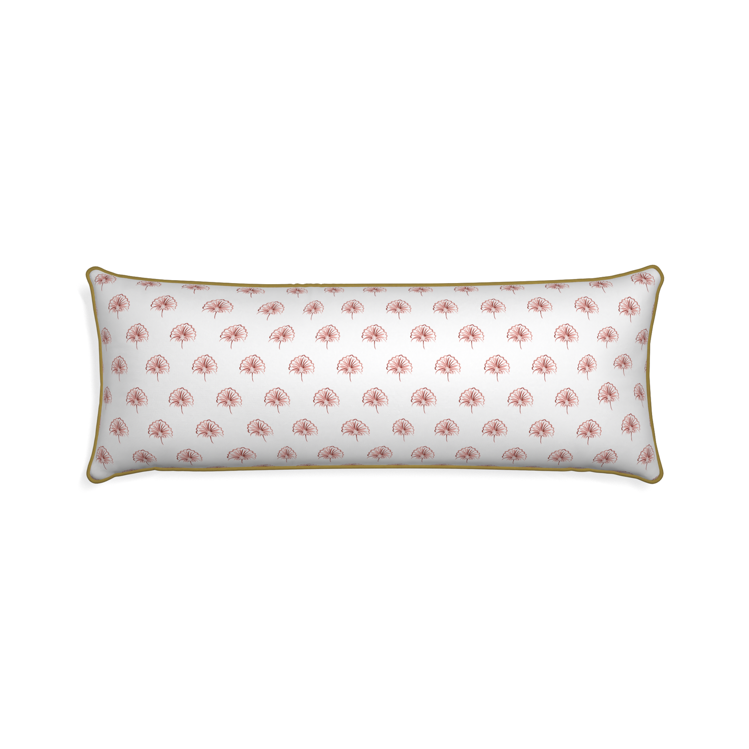 Xl-lumbar penelope rose custom floral pinkpillow with c piping on white background