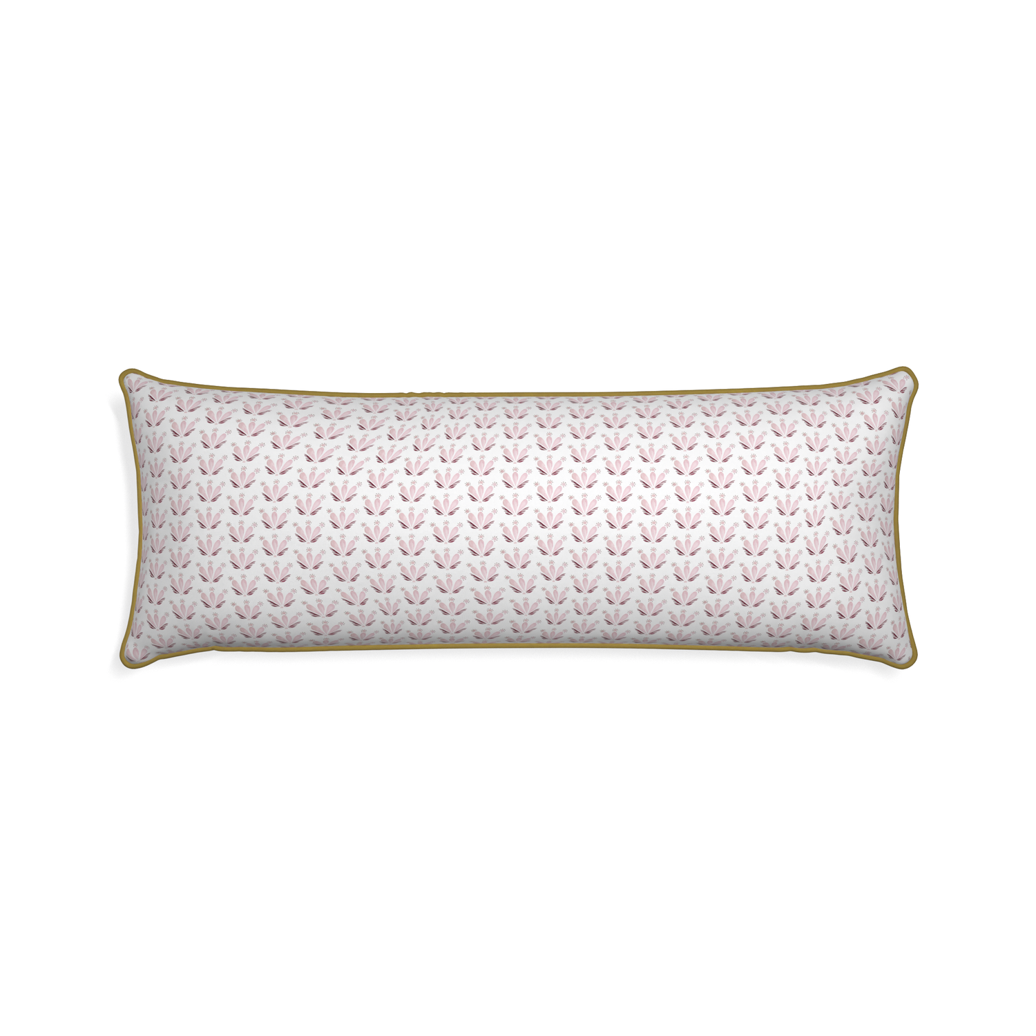 Xl-lumbar serena pink custom pink & burgundy drop repeat floralpillow with c piping on white background