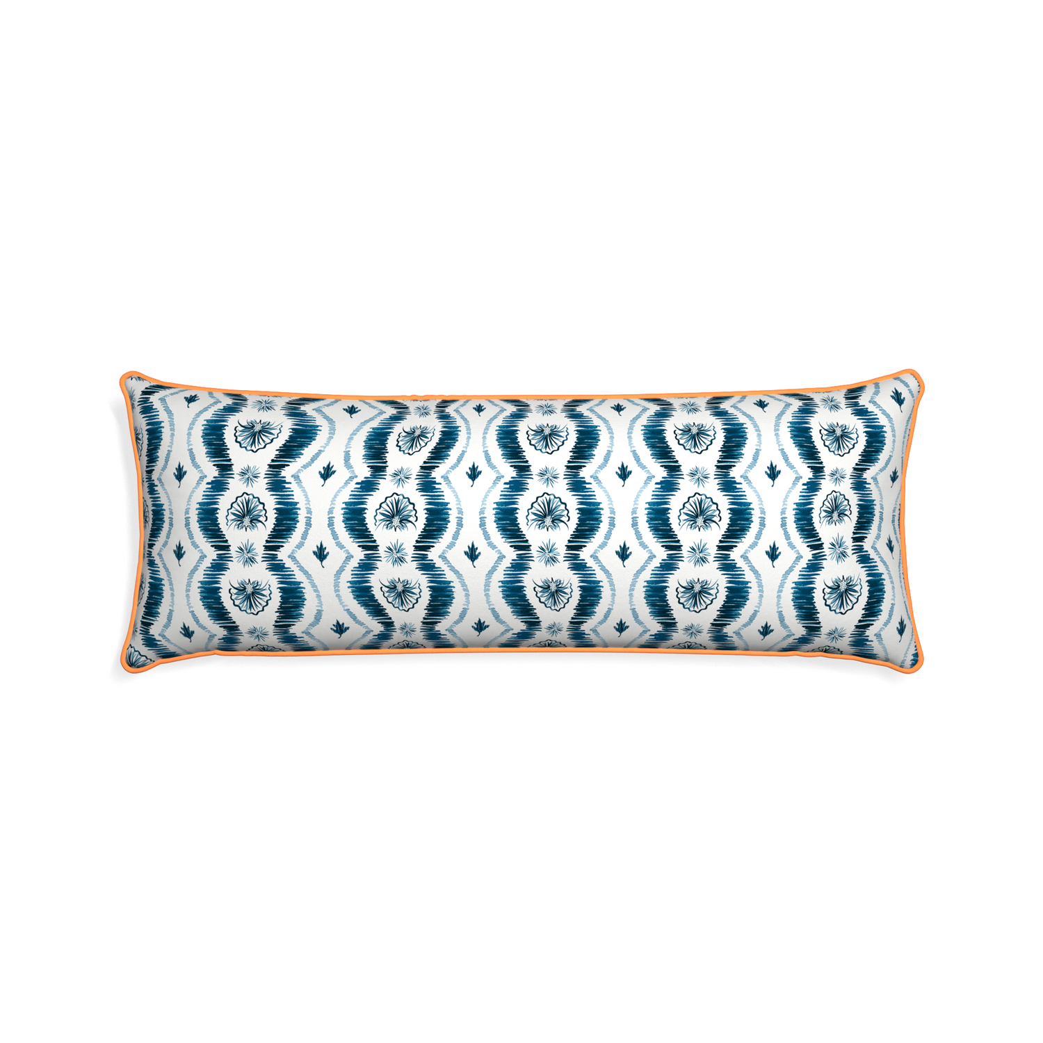 Xl-lumbar alice custom pillow with clementine piping on white background