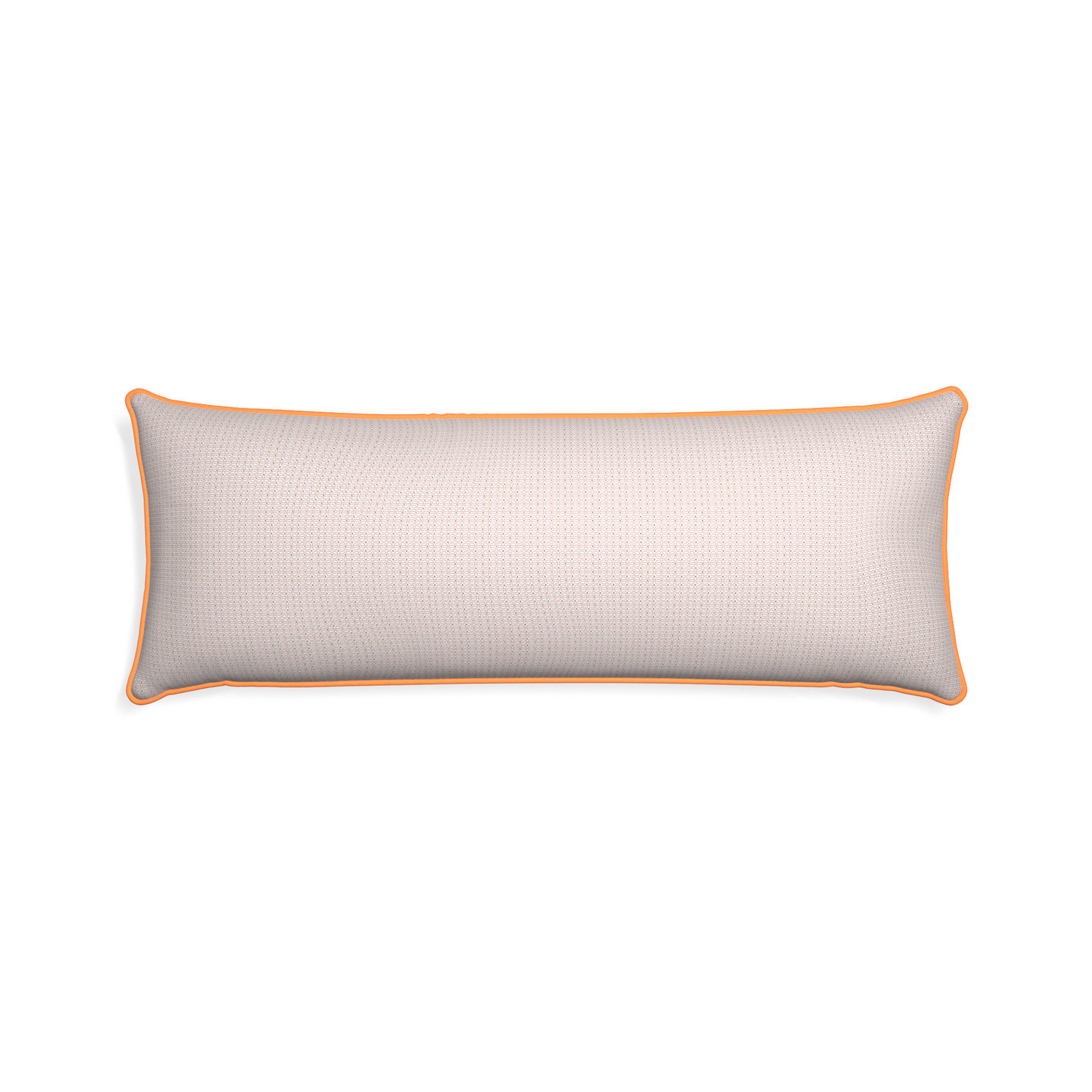 Xl-lumbar loomi pink custom pillow with clementine piping on white background