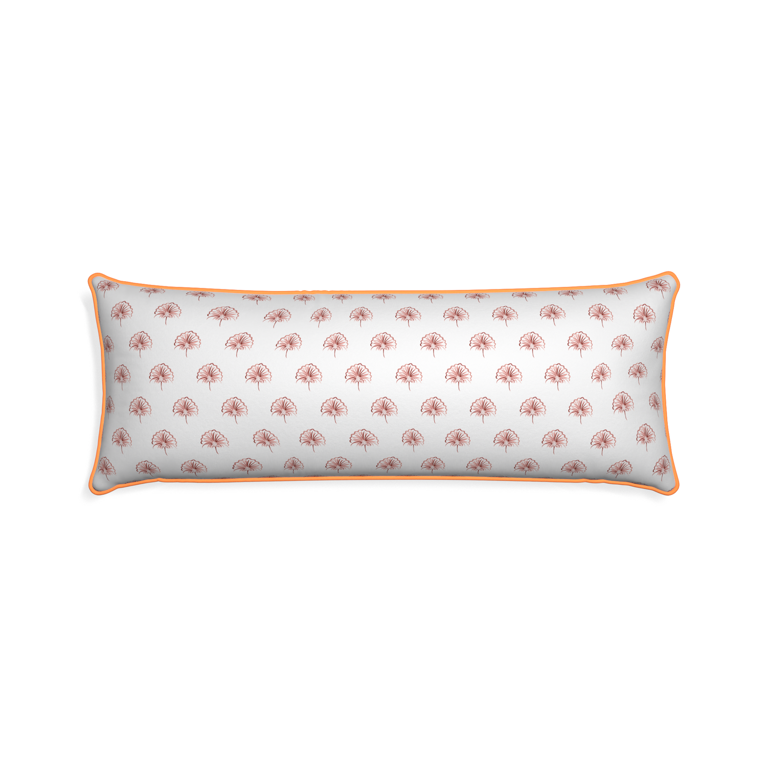 Xl-lumbar penelope rose custom pillow with clementine piping on white background